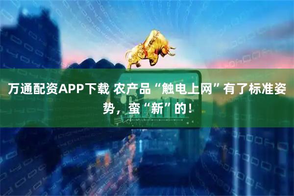 万通配资APP下载 农产品“触电上网”有了标准姿势，蛮“新”的！